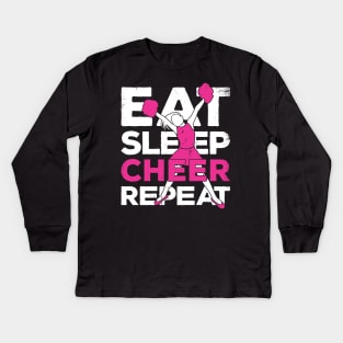 Eat Sleep Cheer Repeat Cheerleader Gift Kids Long Sleeve T-Shirt